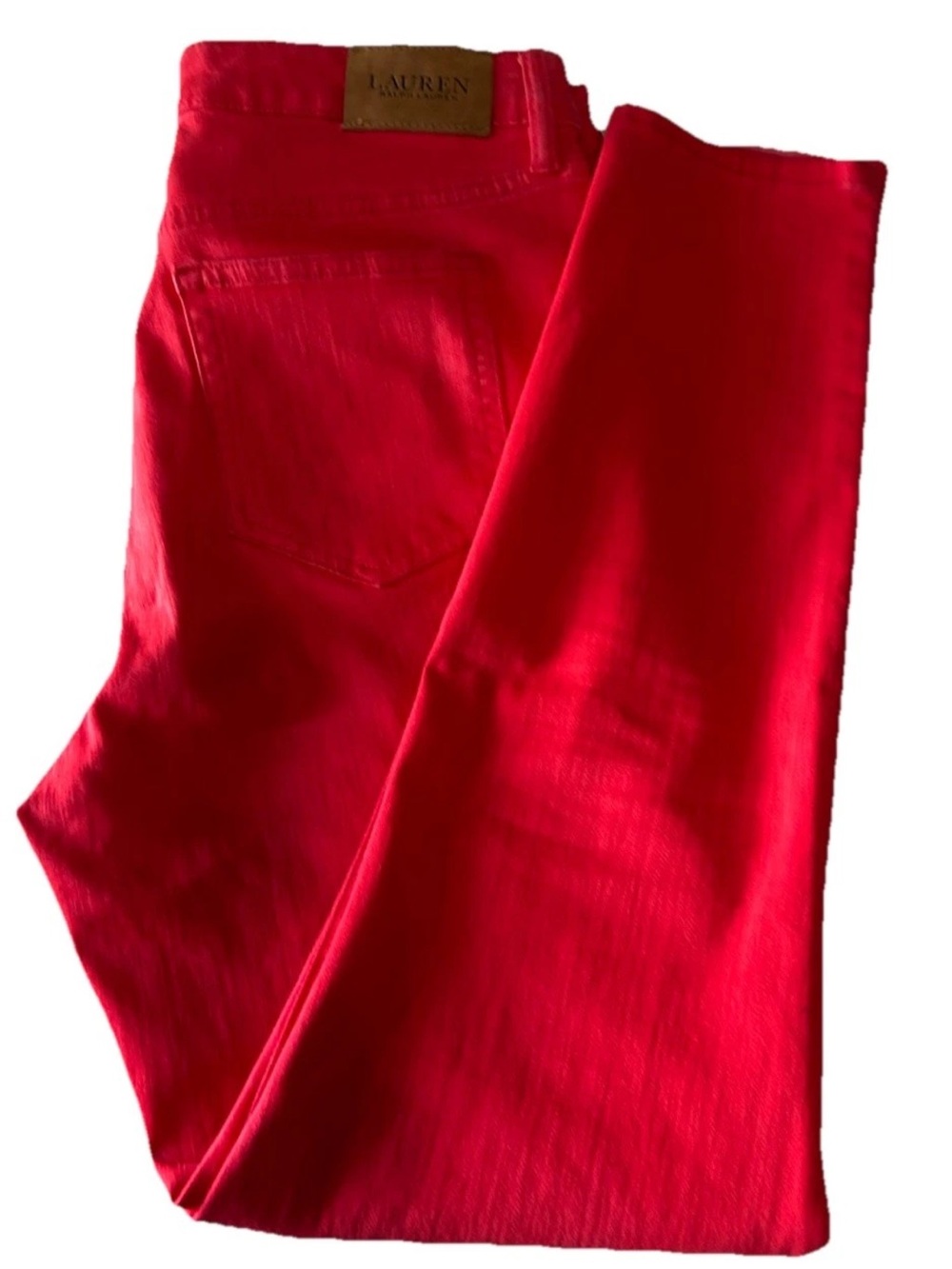 Ralph Lauren Coral Pink Denim Jeans with Signature Metal Button
